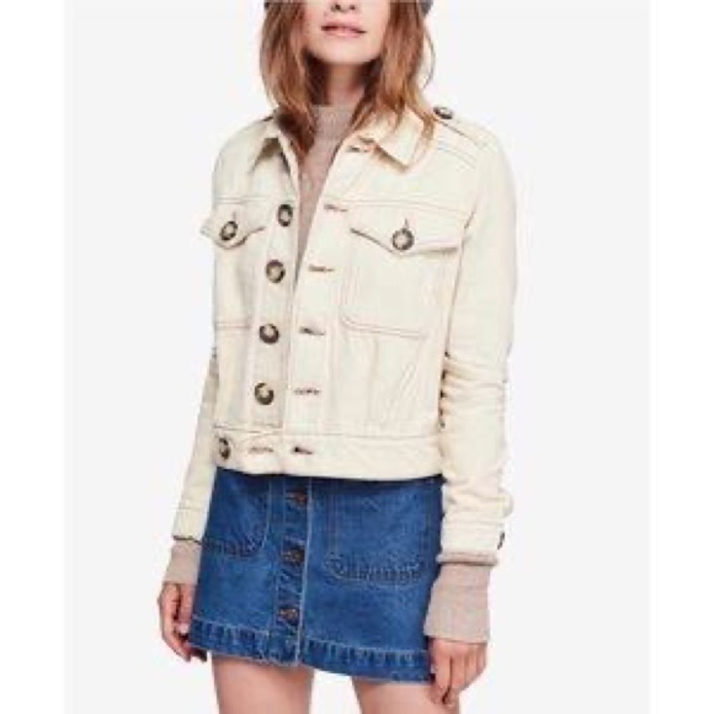 Free People Cream Cotton Jacket